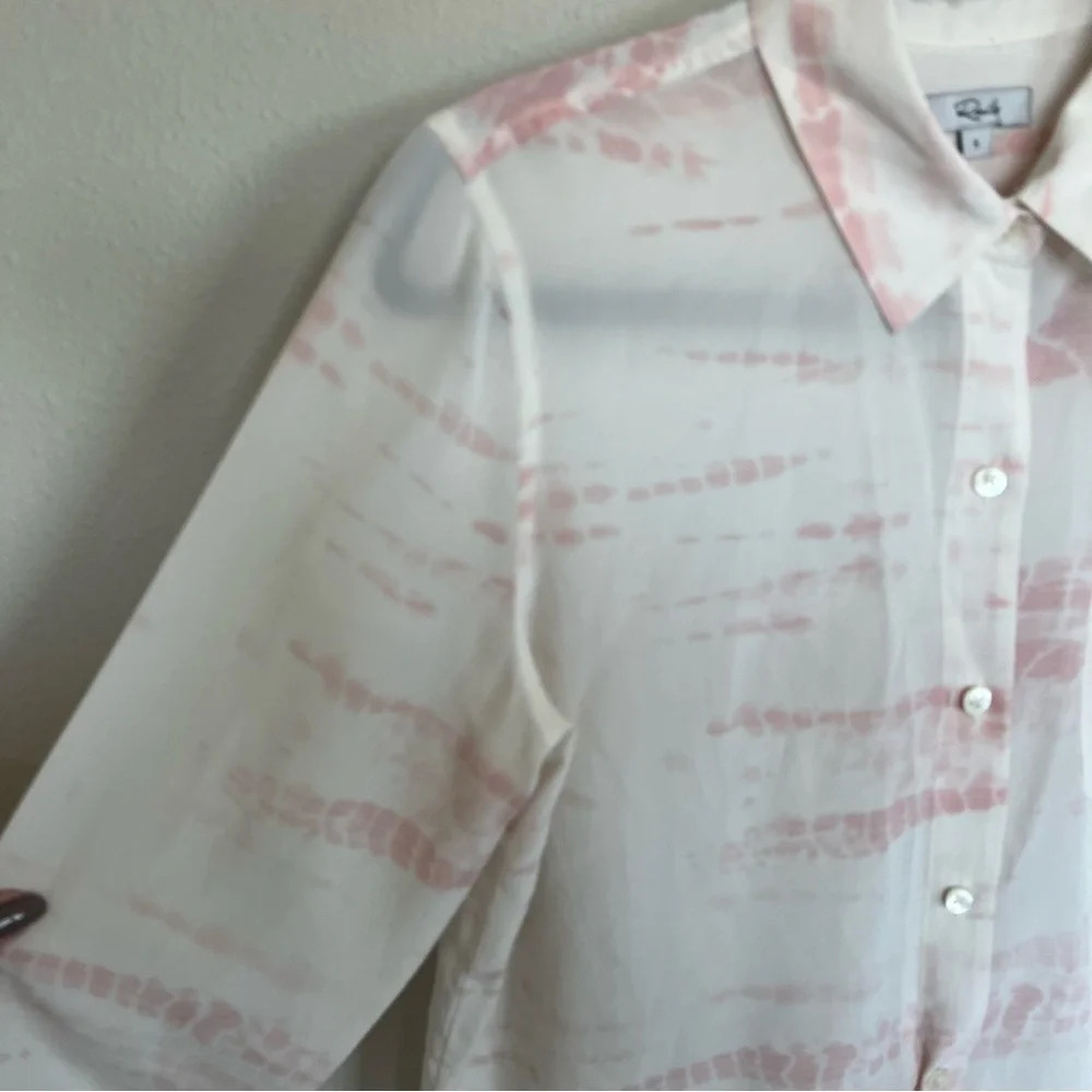NWOT Rails Val Tie-dye Pink White Silk Button-down Shirt Tie Bottom Casual Small - Picture 6 of 14